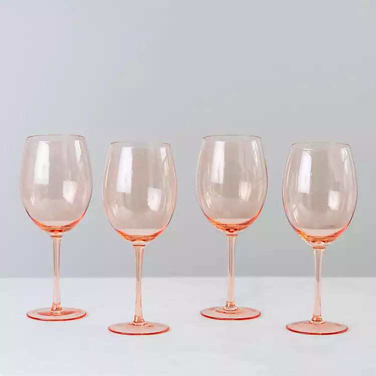 Peach Stemmed Wine Glasses, Set of 4 | Kirkland's Home