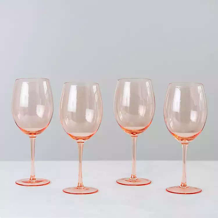 New! Peach Stemmed Wine Glasses, Set of 4 | Kirkland's Home