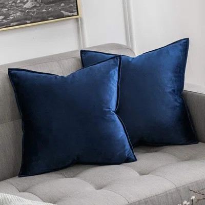 Pack Of 2 Navy Blue Decorative Velvet Throw Pillow Cover Soft Pillow Cover Soild Square Cushion Case For Sofa Bedroom Car 18X 18 Inch 45X 45Cm | Wayfair North America