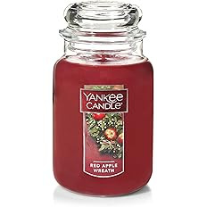 Yankee Candle Apple Wreath Scented, Classic 22oz Large Jar Single Wick Candle, Over 110 Hours of ... | Amazon (US)