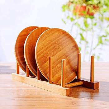 Plate Rack Holder for Kitchen Cupboards Bamboo Wooden Chopping Board Tray Dish Rack Stand Drainer... | Amazon (UK)