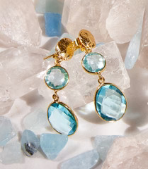 Double Drop Blue Topaz Earrings | Karen Kane
