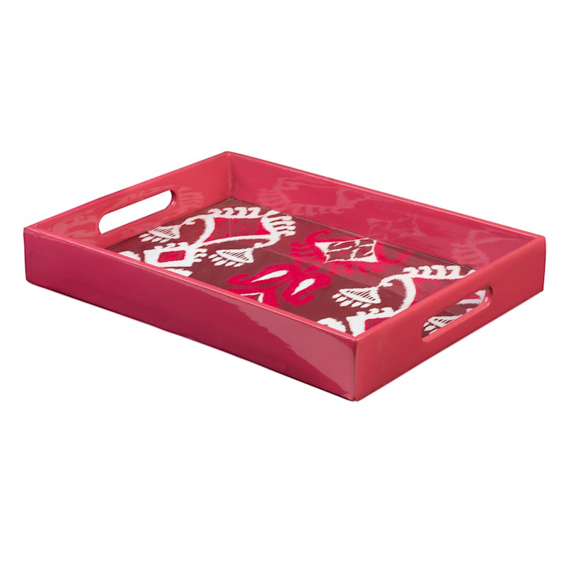 Red & Pink Ikat Lacquer Tray, 15x11 | At Home