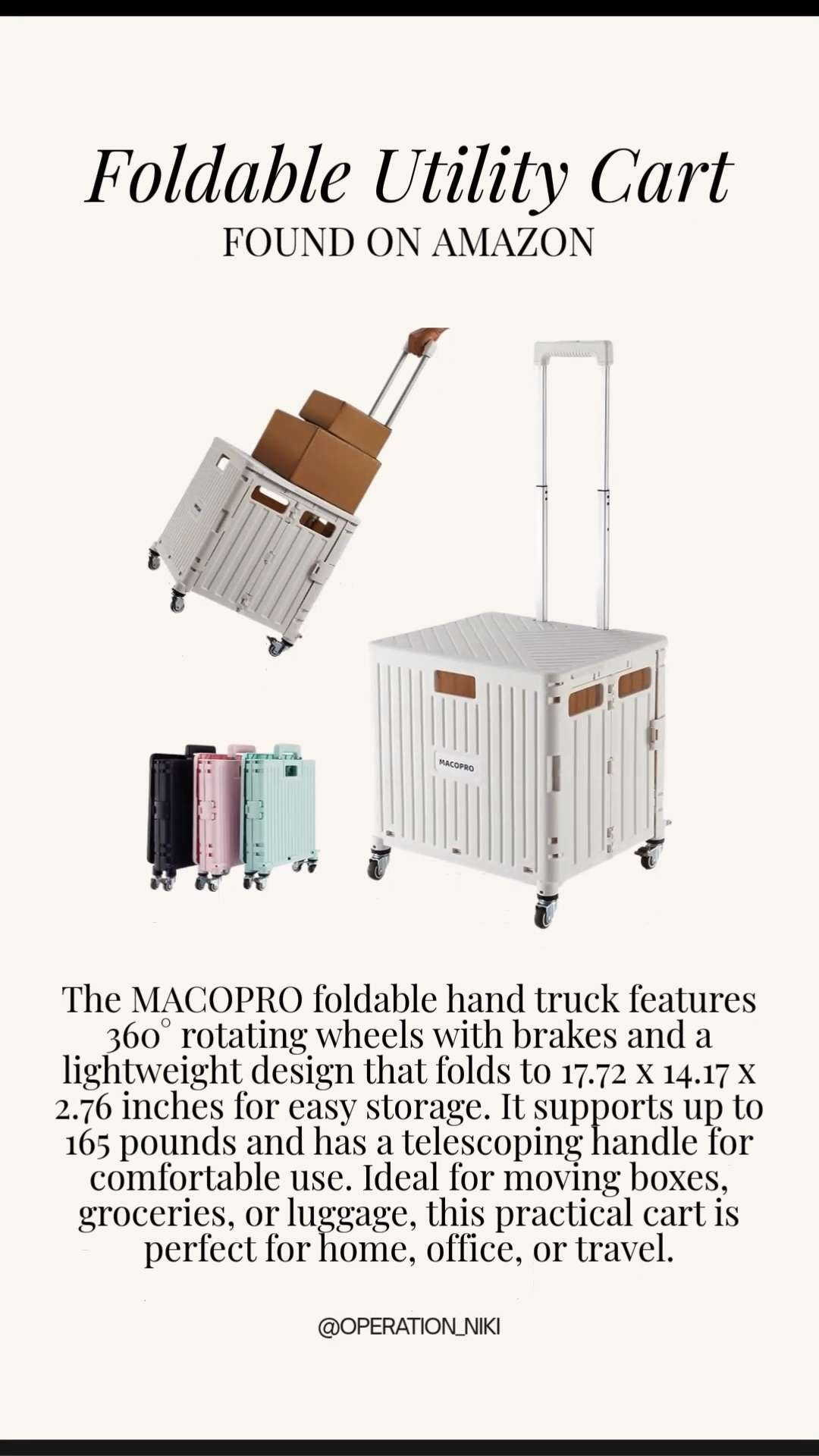 Bringing in heavy boxes, groceries, or luggage is so much easier when you have the perfect system to back you up. 📦 This rolling utility cart makes daily home resets and transport routines completely smooth and hassle-free.

Shop this sleek Amazon home staple linked below! 🛍️

Follow for more @OPERATION_NIKI on IG, TikTok, & Facebook

#AmazonFinds #HomeOrganization #UtilityCart #OperationNiki #HomeReset #AmazonHome #OrganizedHome #CarReset #GroceriesHaul #SmartStorage 

 #LTKHome