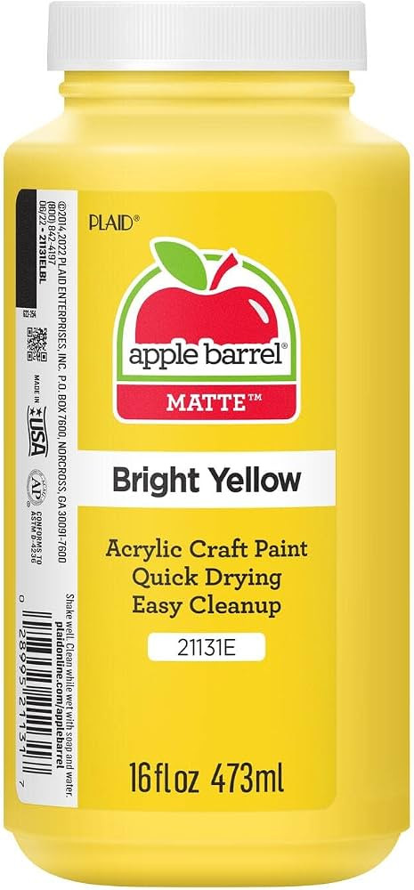 Apple Barrel Acrylic Paint in Assorted Colors (16 Ounce), 21131 Bright Yellow | Amazon (US)