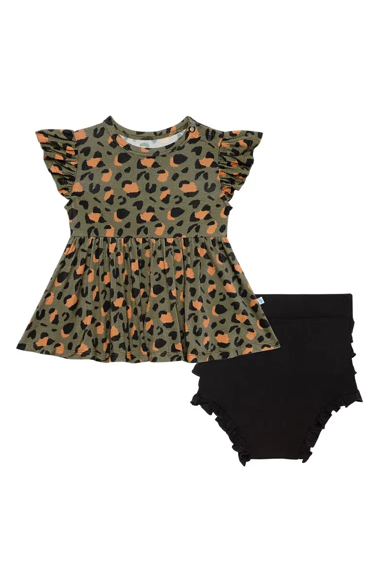 Posh Peanut Eli Leopard Print Peplum Top & Bloomers 2-Piece Set | Nordstromrack | Nordstrom Rack