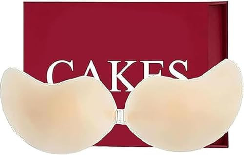 Cakes Cleavage Bra for Women, Sticky Invisible Push Up Silicone Bra, 2025 New Clasp Bras for Backless Dress, Nude (DD+) | Amazon (US)
