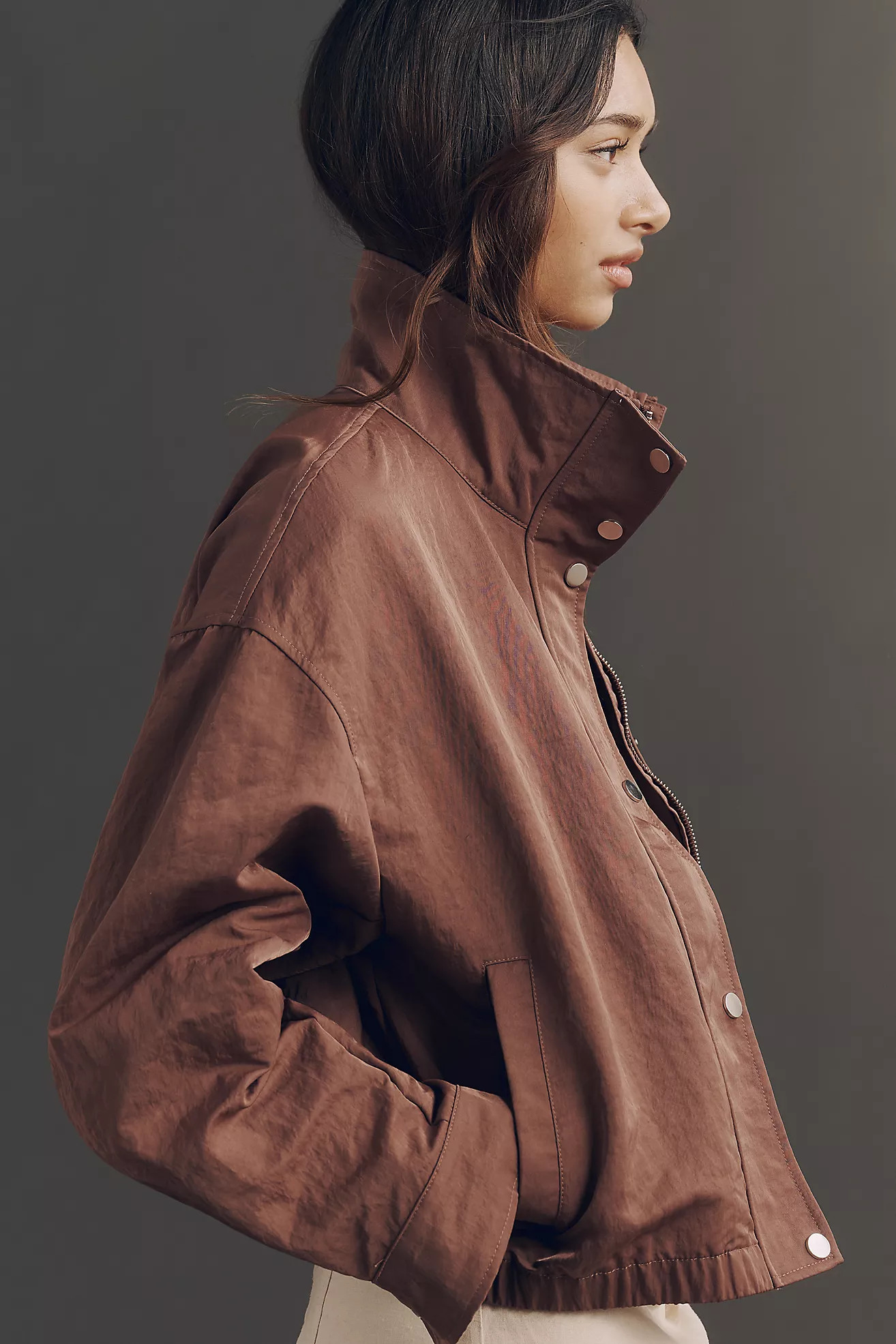 Pilcro Nylon Funnel-Neck Bomber Jacket | Anthropologie (US)