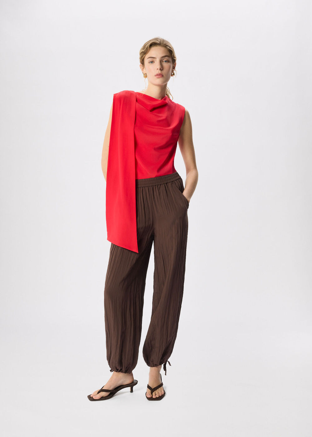Brown Balloon Tie Hem Trousers | WHISTLES | Whistles UK | | Whistles
