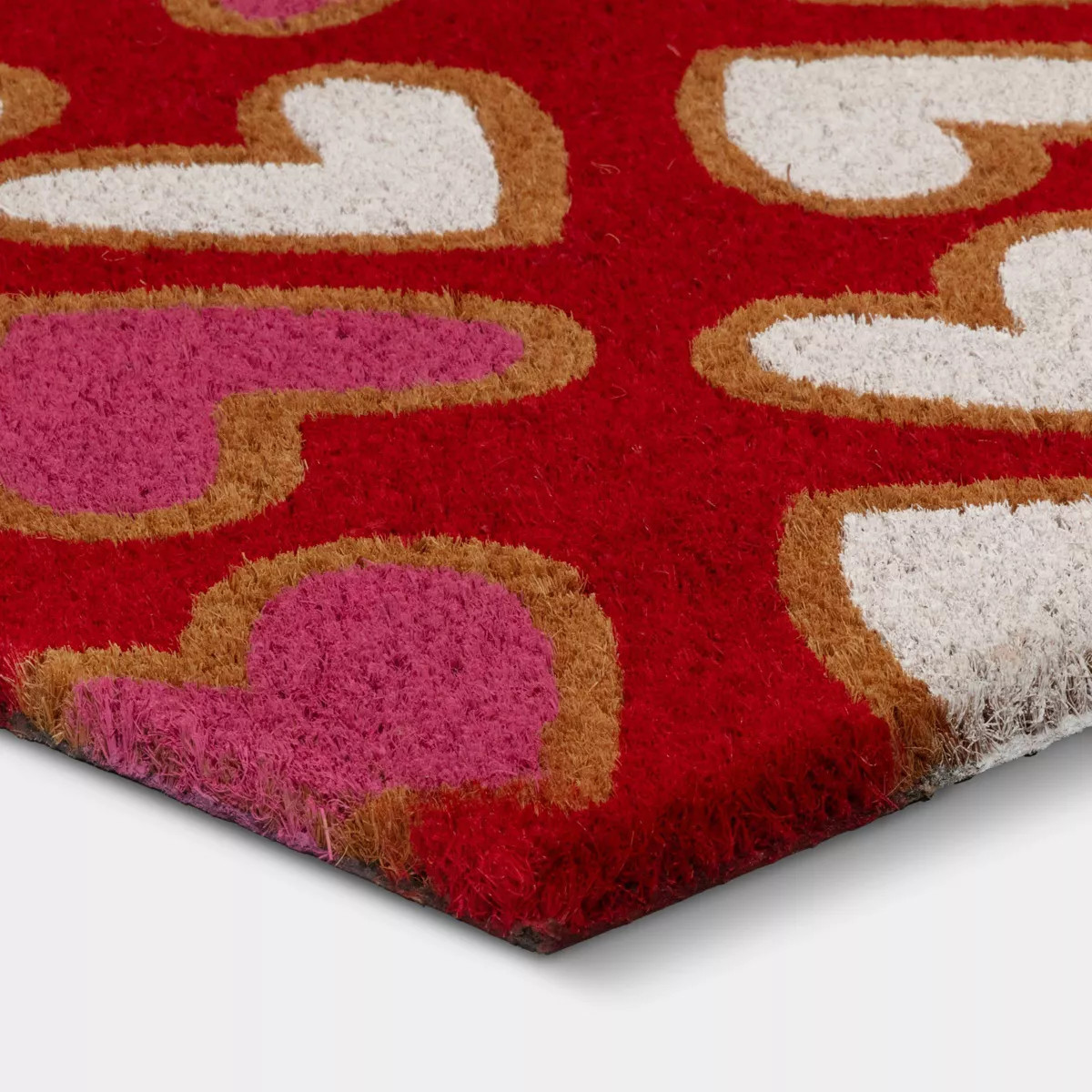 Valentine's Day Multi Hearts Coir Doormat Red - Room Essentials™ | Target