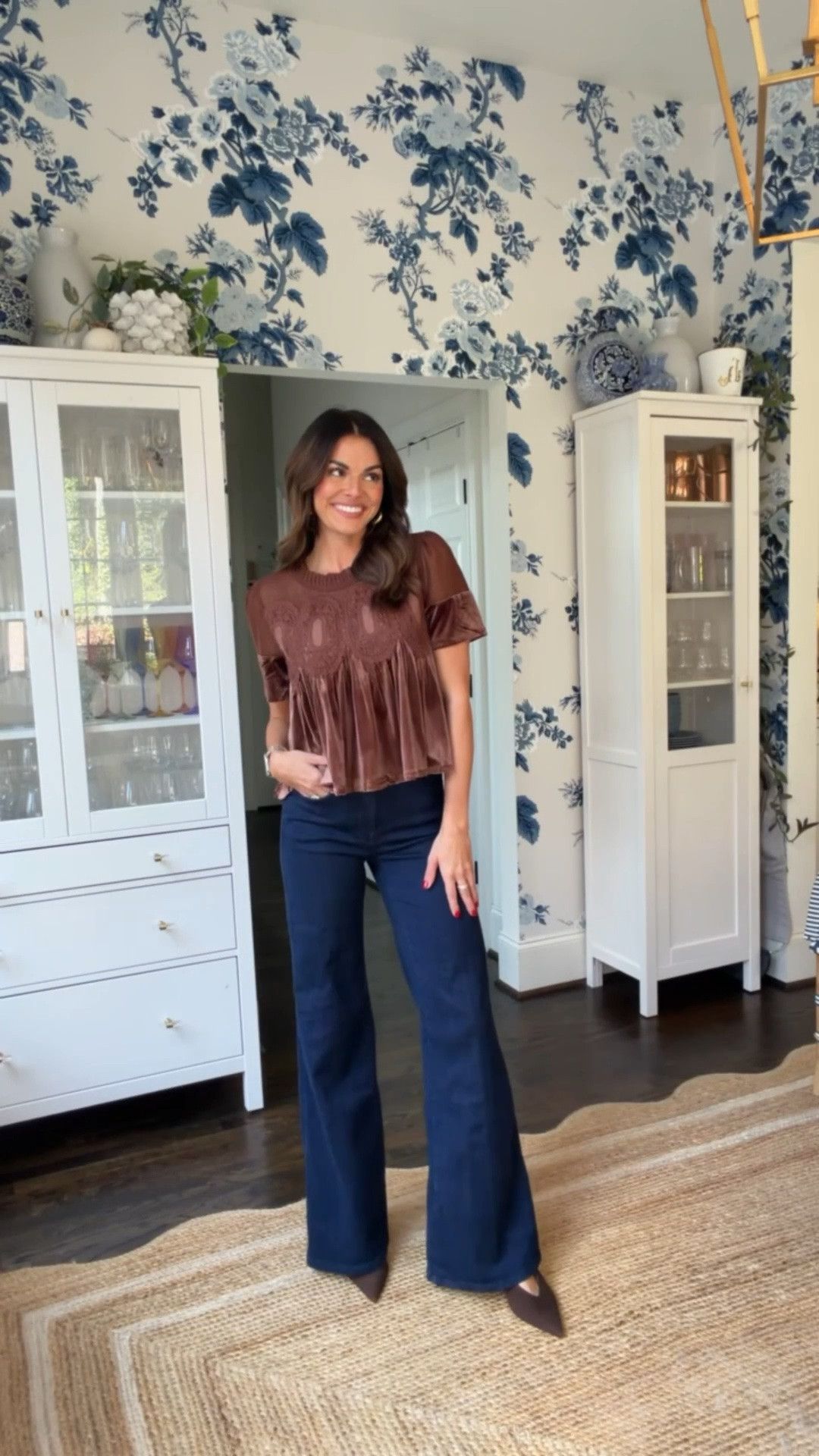 Another perfect fall outfit from my Anthropologie haul! How stunning is this velvet top (still available in black)😍😍 

Velvet top, blue jeans,  brown heels, fall outfits, work outfits, Black Friday sale, Katy Harrell

#LTKootd #LTKgrwm #LTKSeasonal