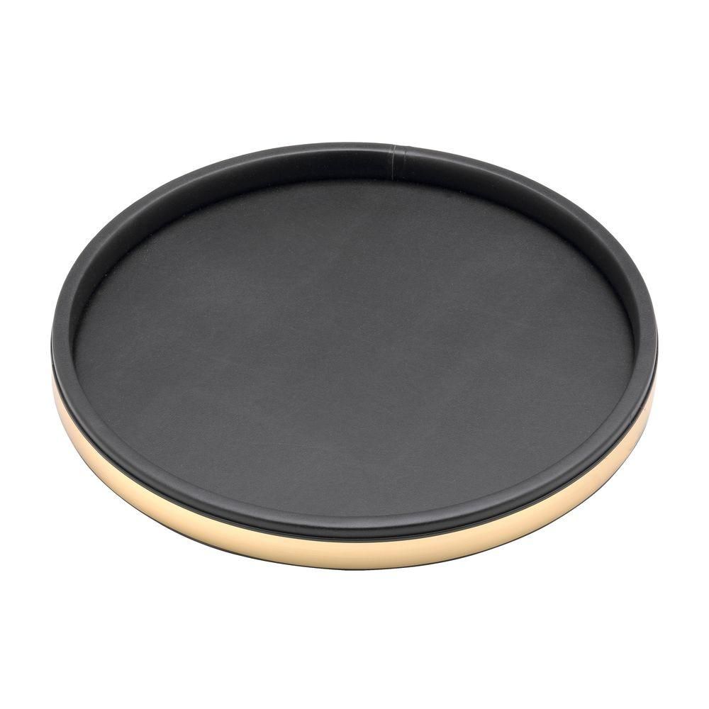 Kraftware Sophisticates 14 in. Serving Tray in Black w/Polished Brass 50030 - The Home Depot | The Home Depot