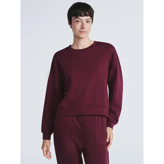 Scoop Women's and Women's Plus New Scubaknit Cropped Sweatshirt with Drop Sleeves, Sizes XS-4X | Walmart (US)