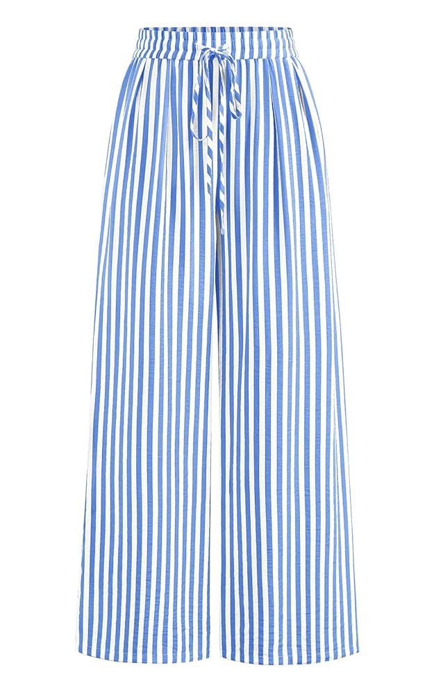 PRETTYGARDEN Womens Pants Elastic Waist Floral Lightweight Palazzo Pants for Women Casual Lounge ... | Amazon (US)