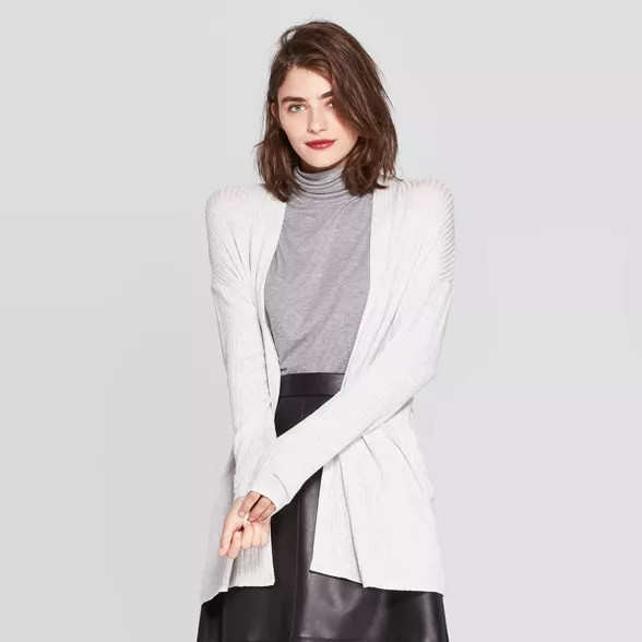 Women's Long Sleeve Open Neck Layering Rib Cardigan - A New Day™ | Target