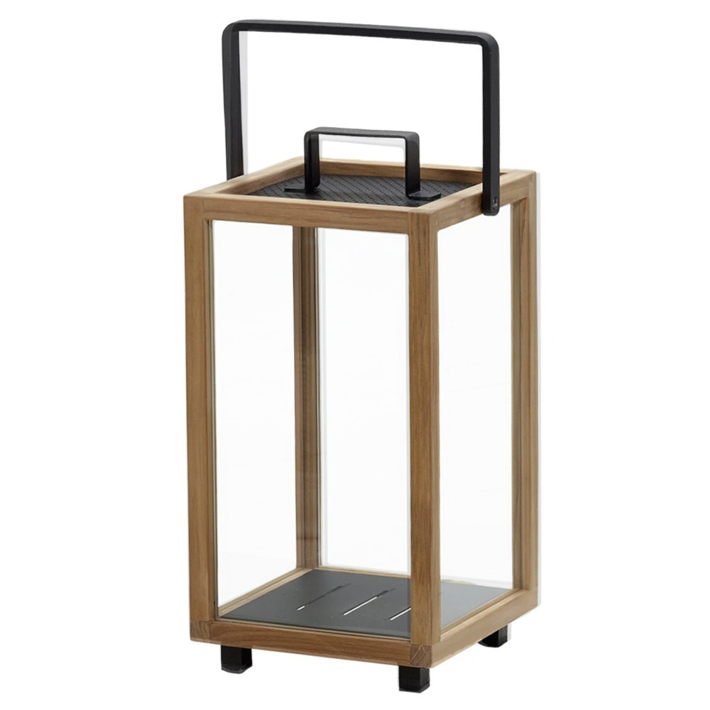 Cane-line Lighthouse Industrial Loft Teak Grey Aluminum Outdoor Lantern - Medium | Kathy Kuo Home