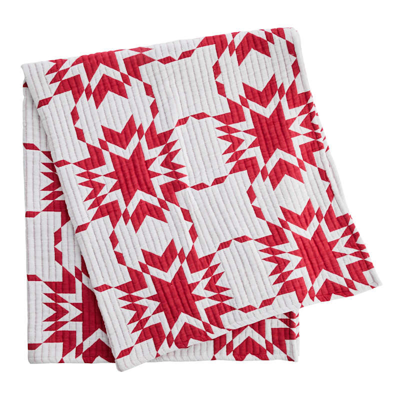 Red & White Textured Jacquard Matelass\u00e9 Throw Blanket, 50x60 | At Home