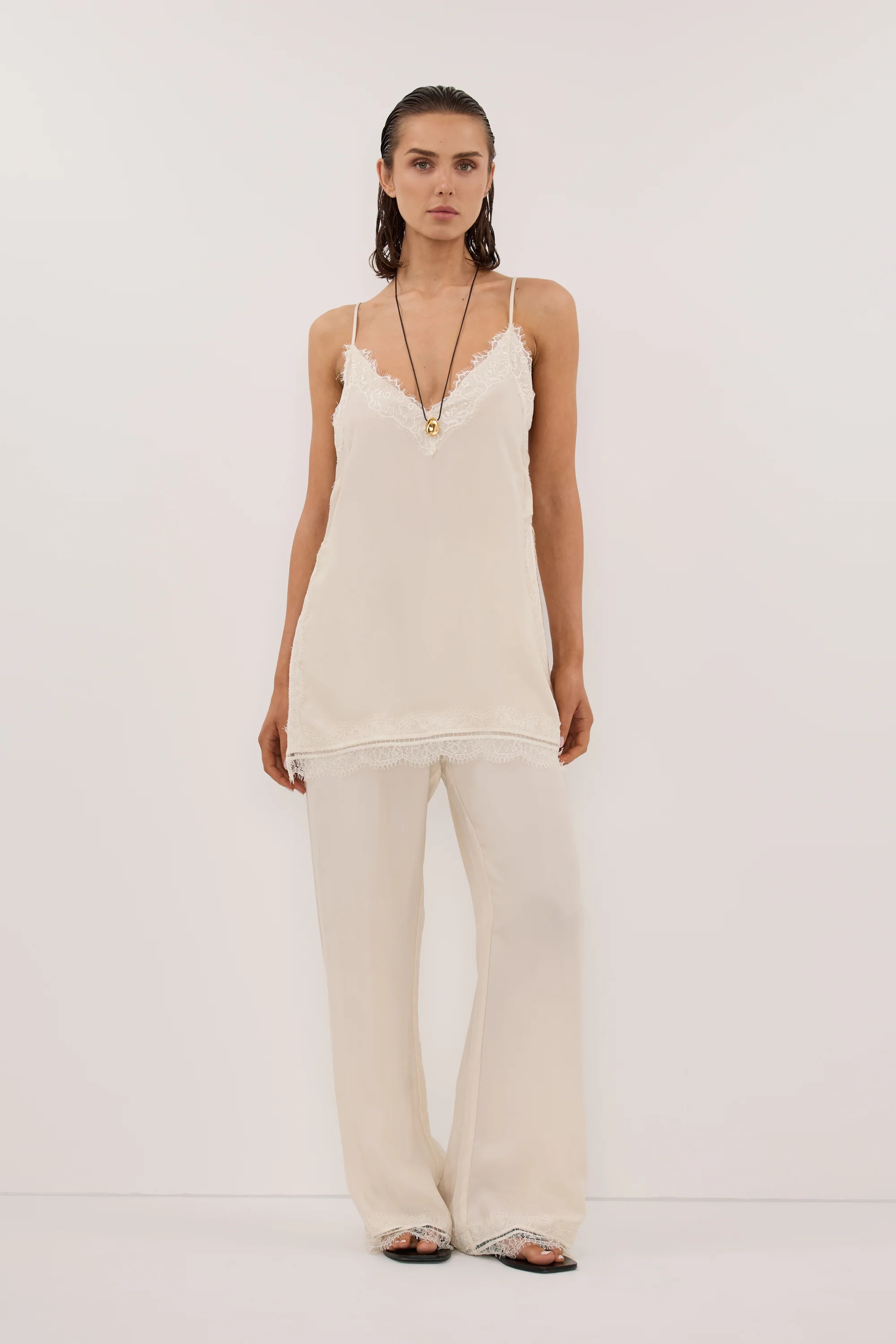 ANDREA SANDSTONE CUPRO LACE PANT | DISSH