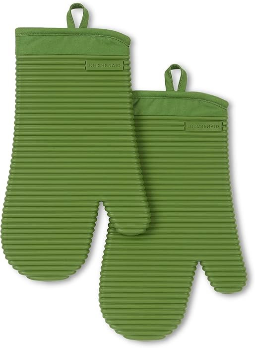 KITCHENAID Ribbed Soft Silicone Oven Mitt 2-Pack Set, 7.5"x13", Matcha | Amazon (US)
