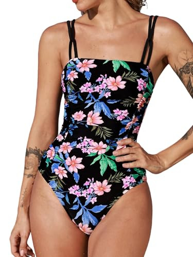 CUPSHE Women's One Piece Swimsuit Tummy Control Square Neck Bathing Suit Ruched Adjustable Straps... | Amazon (US)
