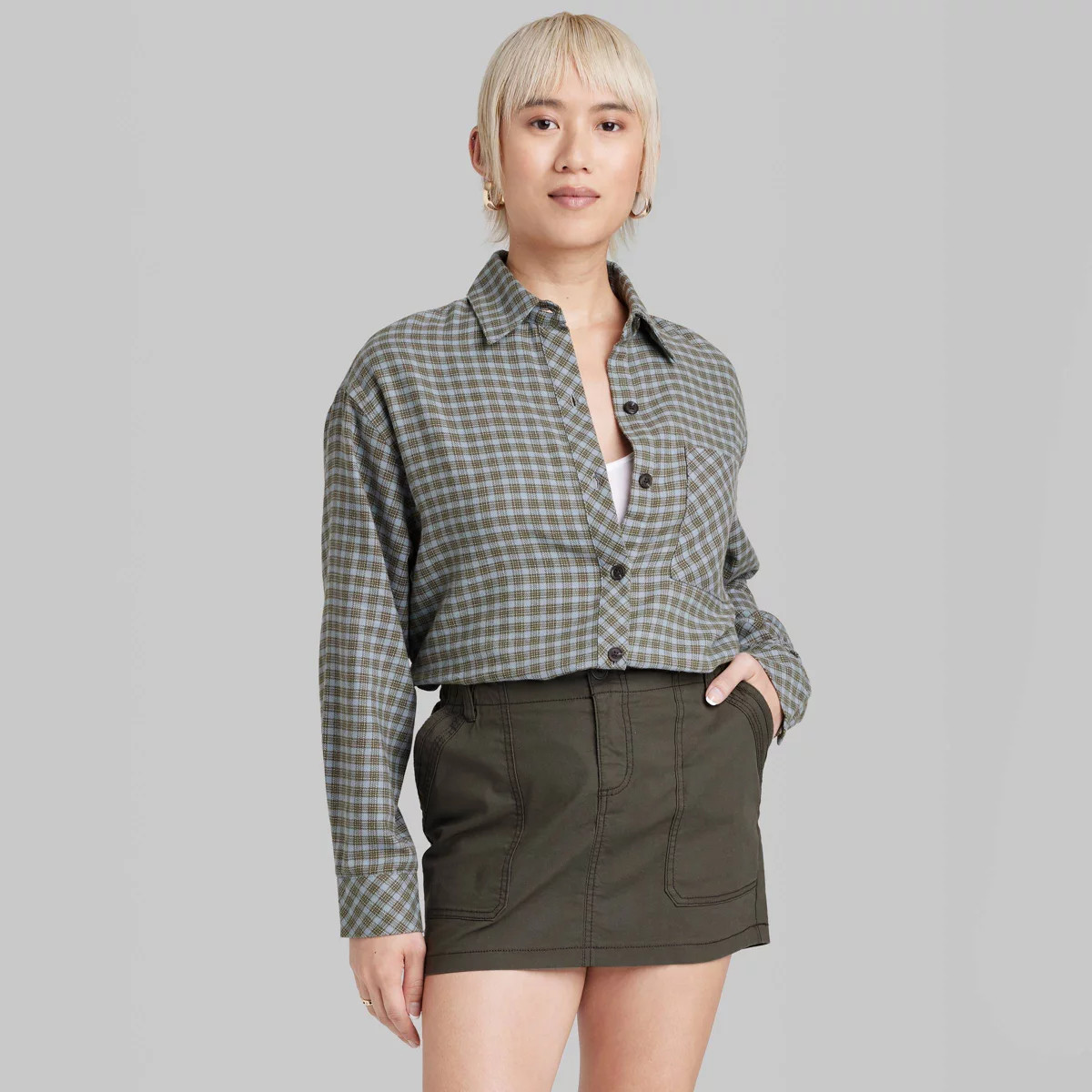 Women's Oversized Button-Down Flannel Shirt - Wild Fable™ Plaid | Target