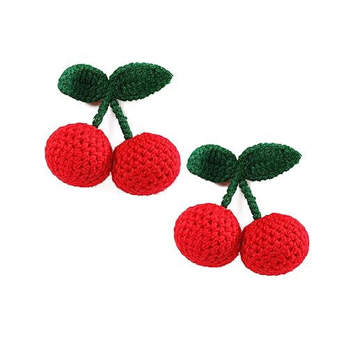 2Pcs Girls Hair Clips, Handmade Crochet Sweet Cherry Shape Hair Barrettes, Manual Knitted Cute HairPins Alligator Clip Hand-Woven Creative Hair Slide, Fashion Hair Accessories for Kids Teens Gifts | Amazon (US)