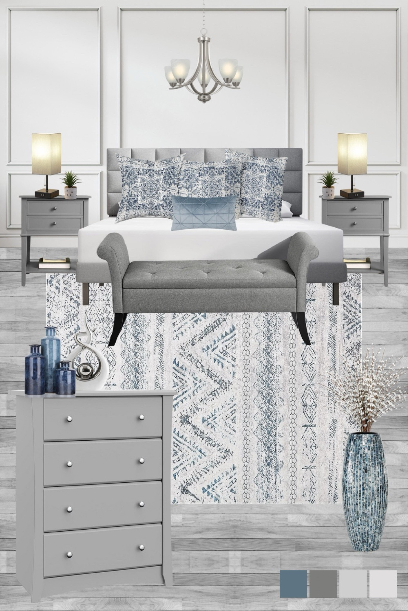 Elegant Blue and grey master bedroom design idea!

#LTKHome