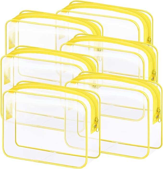 6 Pieces Clear Makeup Bags Bulk TSA Approved Toiletry Bag for Travel PVC Waterproof Clear Cosmeti... | Amazon (US)