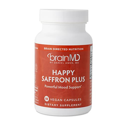 BRAINMD Dr Amen Happy Saffron Plus - 90 Capsules - with Saffron Flower Extract, Curcumin & Zinc - Vegan, Gluten Free - 30 Servings | Amazon (US)