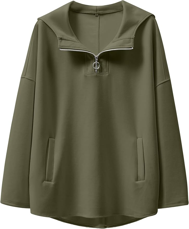 ANRABESS Womens Oversized Hoodie Quarter Zip Sweatshirts 2025 Fall Winter Tunic Pullover Top Tren... | Amazon (US)