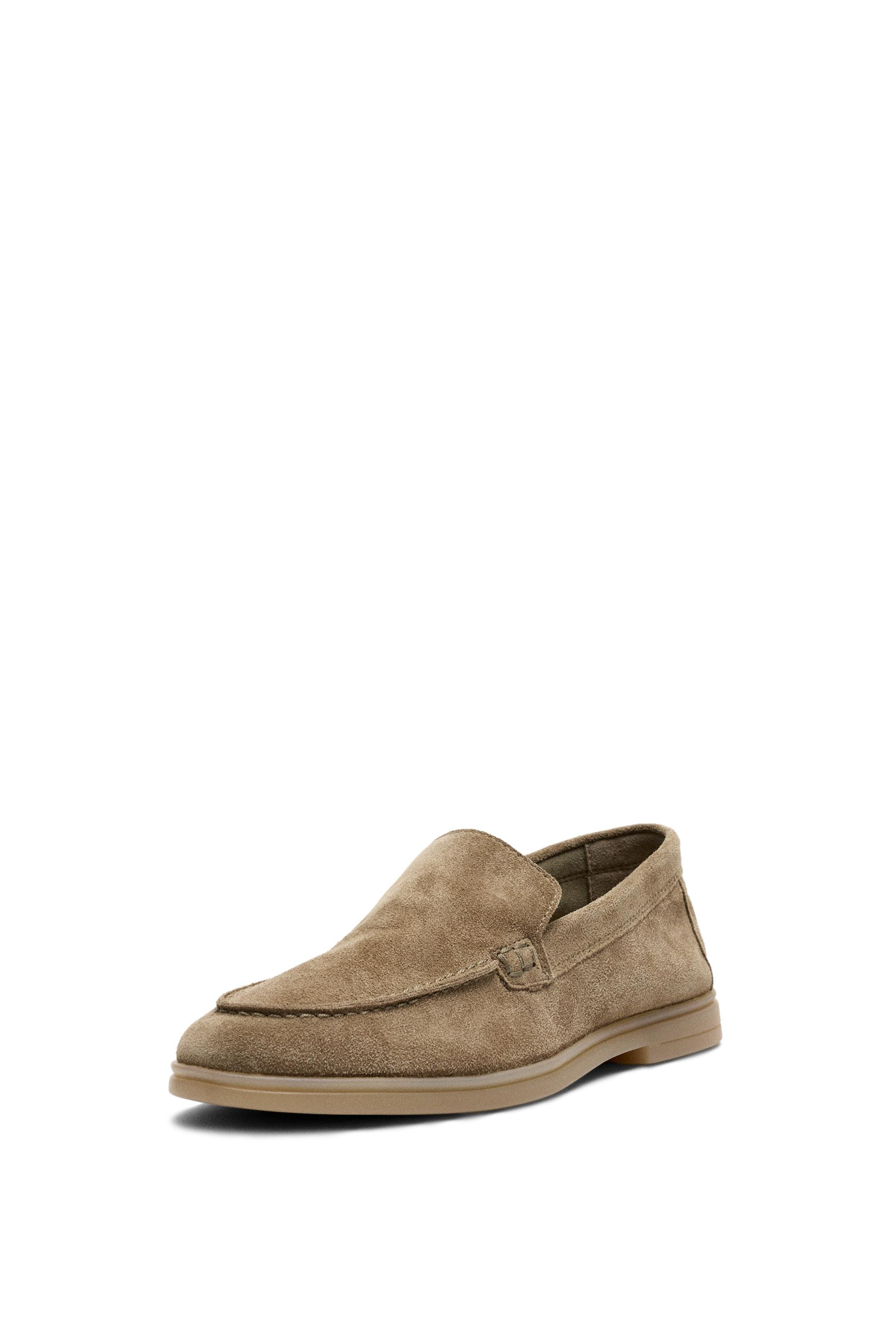 Split leather loafers - MINK | Massimo Dutti UK