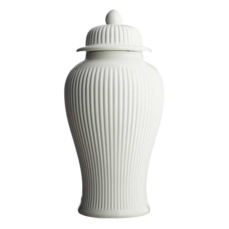17.5In White Ceramic Ginger Jar L | At Home