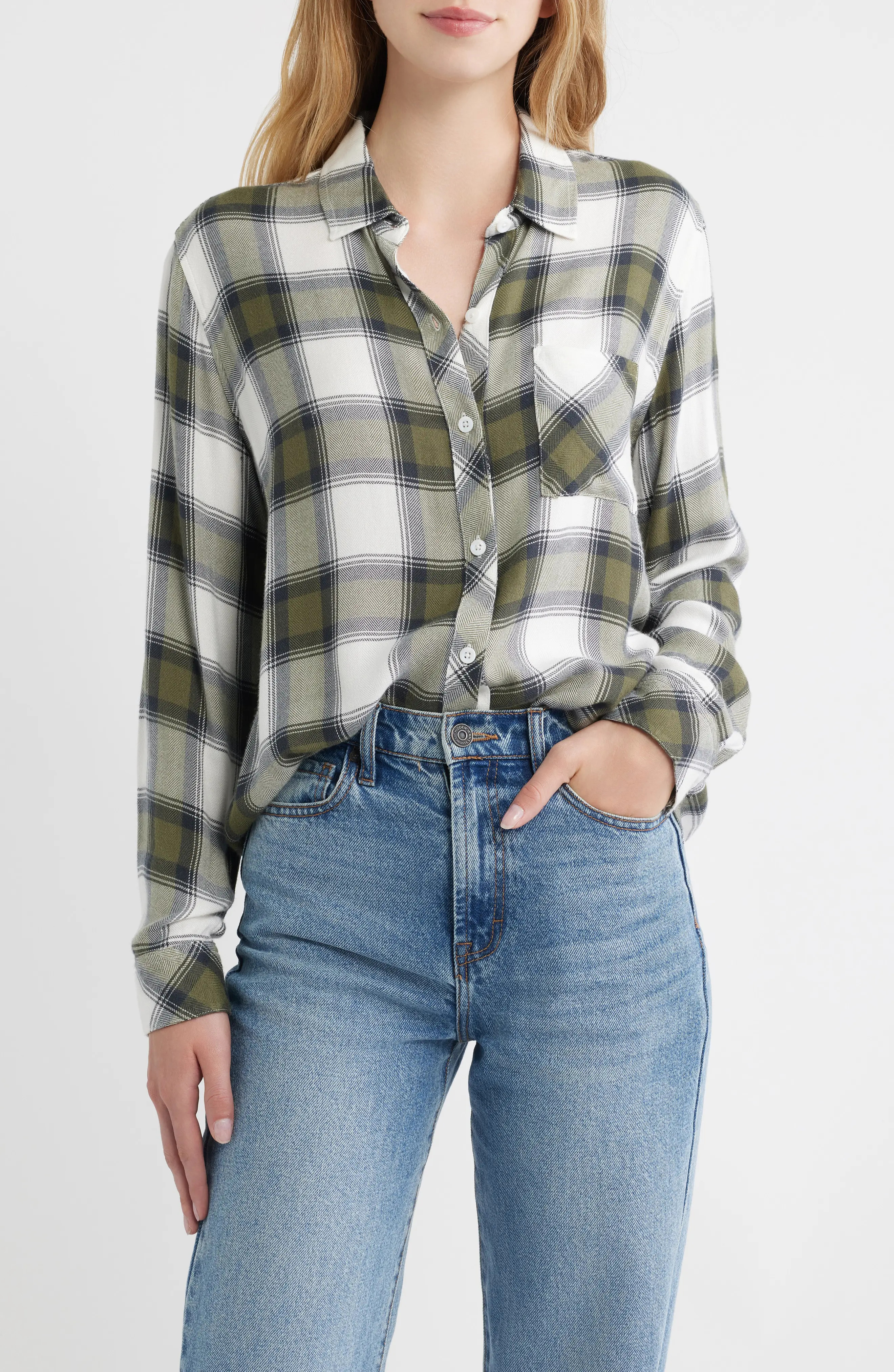 Rails Hunter Plaid Button-Up Shirt in Olive Ivory at Nordstrom, Size X-Small | Nordstrom