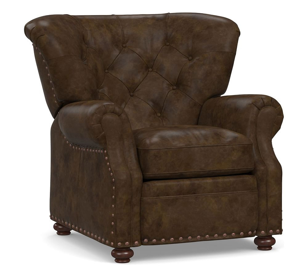 Lansing Tufted Leather Recliner | Pottery Barn (US)