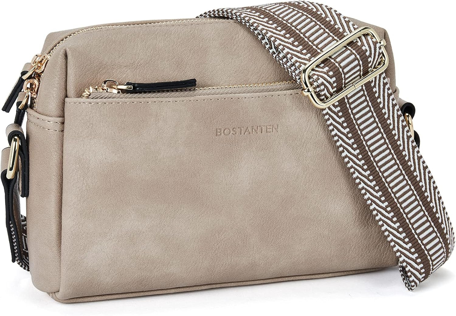 BOSTANTEN Small Crossbody Purse for Women Triple Zip Cell Phone Leather Handbag with Colored Shou... | Amazon (US)