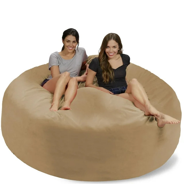 Chill Sack Bean Bag Chair, Memory Foam Lounger with Microsuede Cover, Kids, Adults, 7 ft, Tan - W... | Walmart (US)
