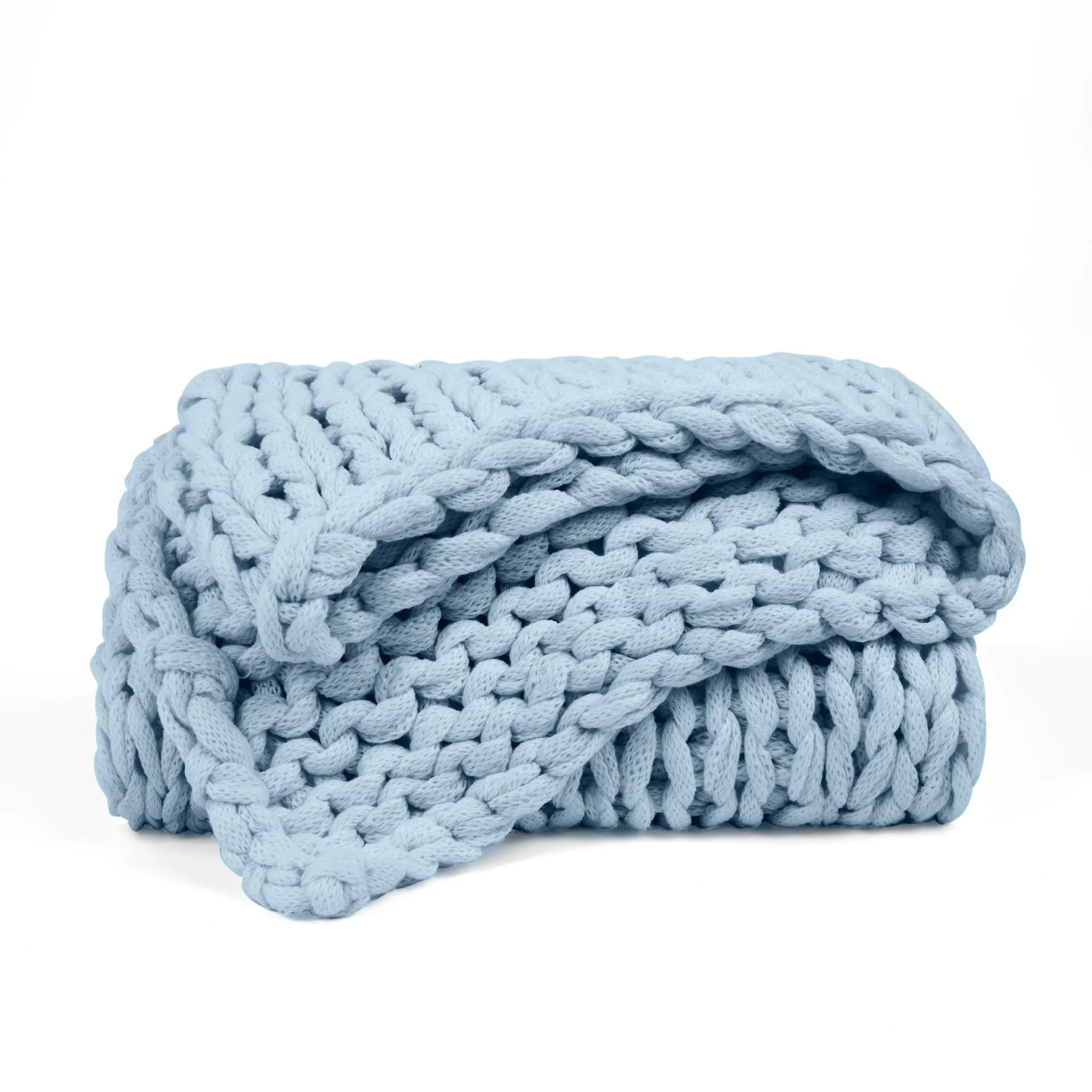 Comfort Canopy - Throw Blanket, Light Blue Chunky Soft Acrylic Hand-Knit | Walmart (US)