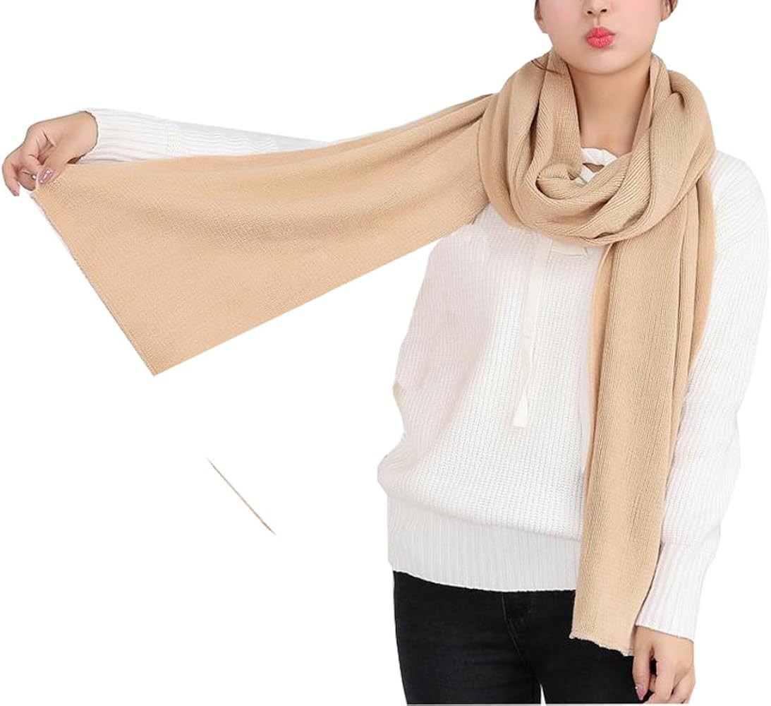 Wander Agio Women's Warm Long Shawl Winter Warm Large Scarf Pure Color Camel 2 at Amazon Women’... | Amazon (US)