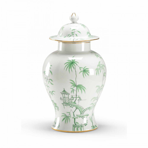 Chelsea House Green Chinoiserie Jar | Gracious Style