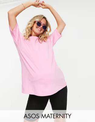 ASOS DESIGN Maternity ultimate oversized t-shirt in pink - part of a set | ASOS | ASOS (Global)