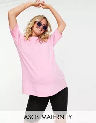 ASOS DESIGN Maternity ultimate oversized t-shirt in pink - part of a set | ASOS | ASOS (Global)