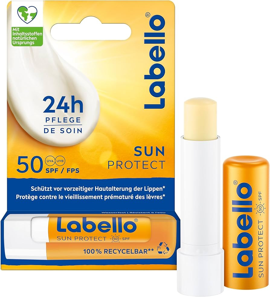 Labello Sun Protect LSF 50, wasserfeste Lippenpflege mit hohem Sonnenschutz, mineral\u00f6lfreie ... | Amazon (DE)
