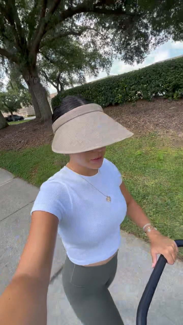 Walking outfit today! These are my favorite wunder under leggings and my target top! They are both so flattering. Visor is de la heart! Sunglasses are Krewe and on sale right now 

#LTKstyletip #LTKunder100 #LTKSeasonal