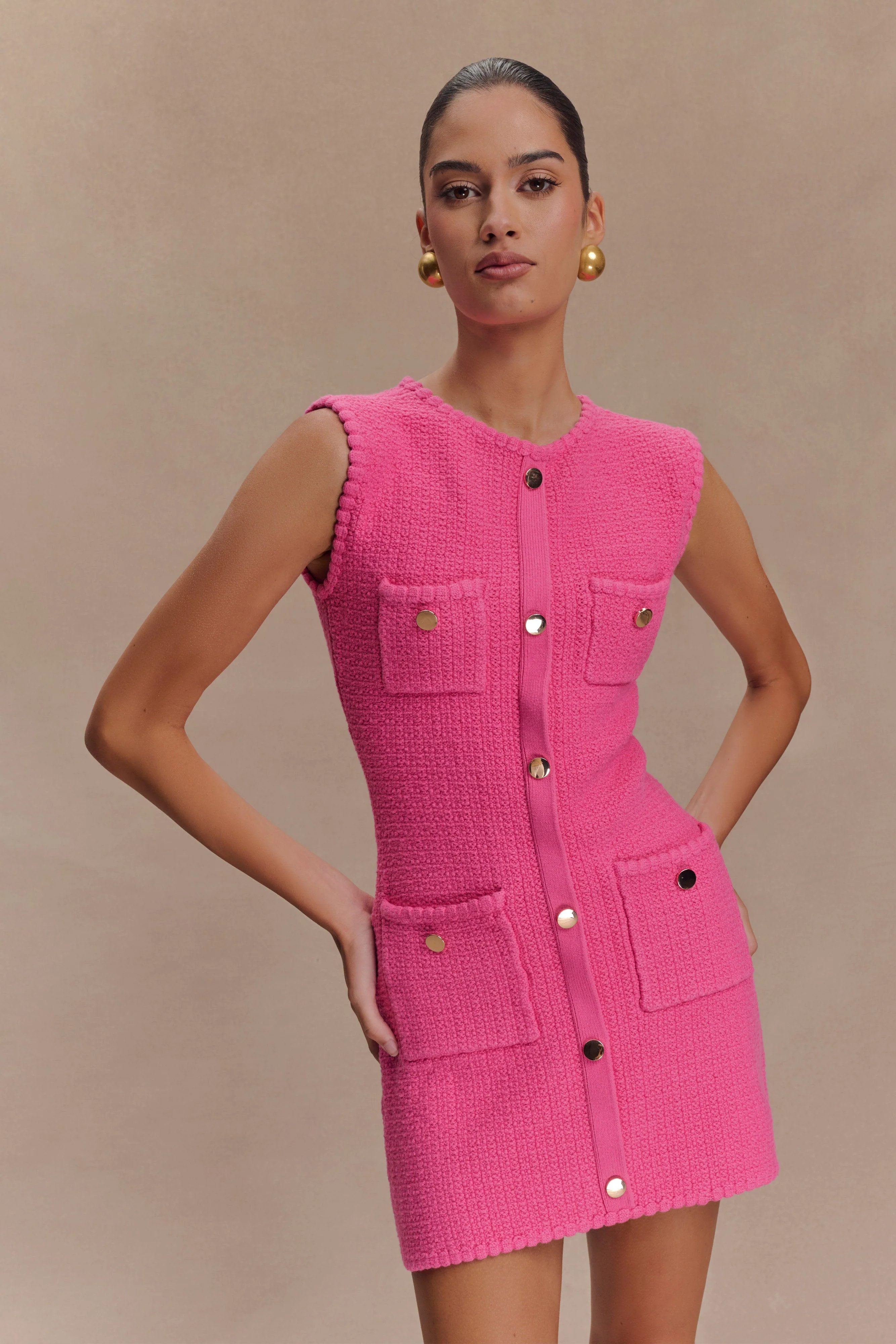 Mia Knit Mini Dress - Pink | MESHKI US