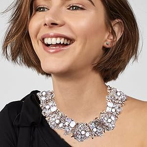 Bib Statement Necklace Colorful Glass Crystal Collar Choker Necklace for Women Fashion Accessorie... | Amazon (US)