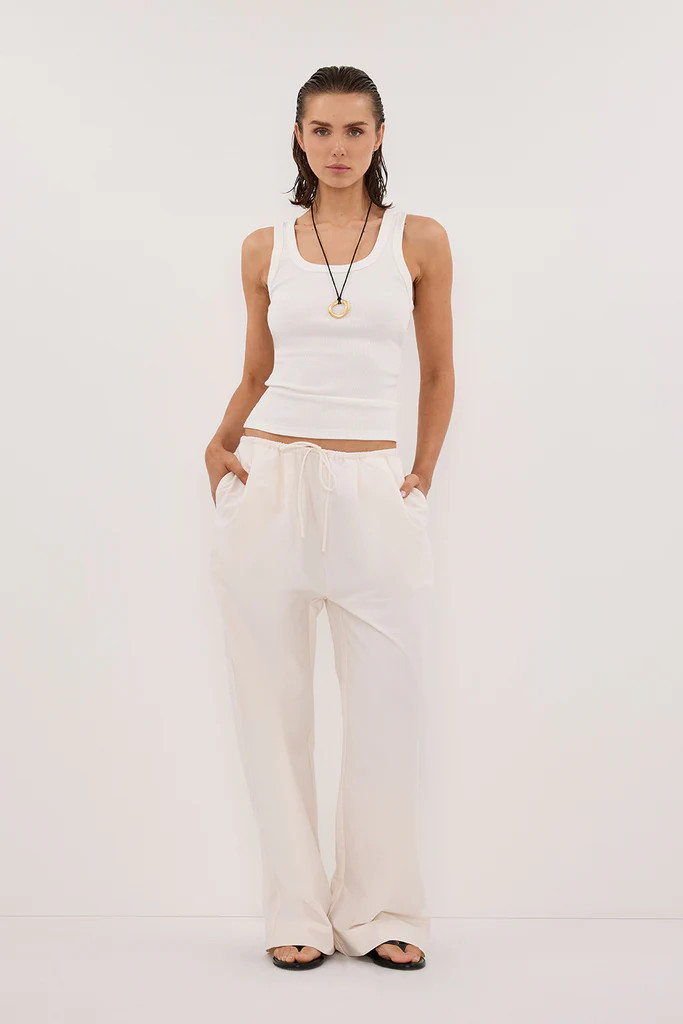 RHEA CREAM COTTON DRAWSTRING PANT | DISSH