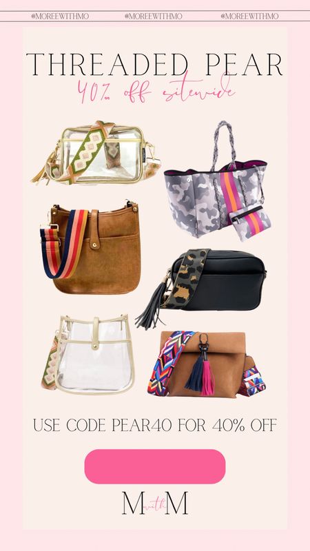 Threaded pear is 40% off site wide with code PEAR40!! A few time to grab a few bags for Christmas presents! I love this small business! I have a few of their bags, and love that most come with a bag strap of your choice!! 

Fall styles 
Fall dress
Fall outfits 
Family photos
Gifts for her 
Jeans 
Boots 
Purse 

#LTKstyletip #LTKsalealert #LTKfindsunder100