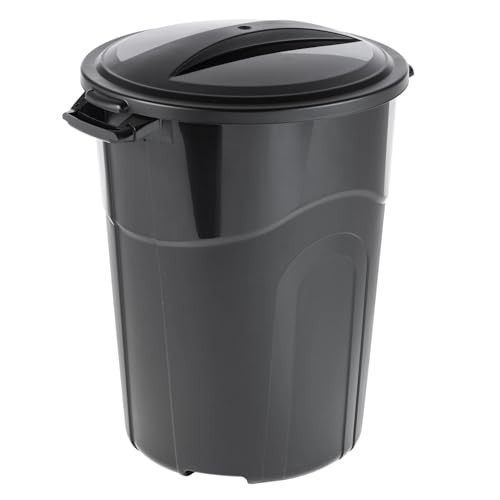32 Gallon Trash Can with Locking Lid, Heavy-Duty Outdoor Garbage Can, Injection Molded Plastic Bin for Garage, Patio, Yard Waste, 30-35 Gallon Bag Compatible, Click Lock Design, Sturdy Handles | Amazon (US)