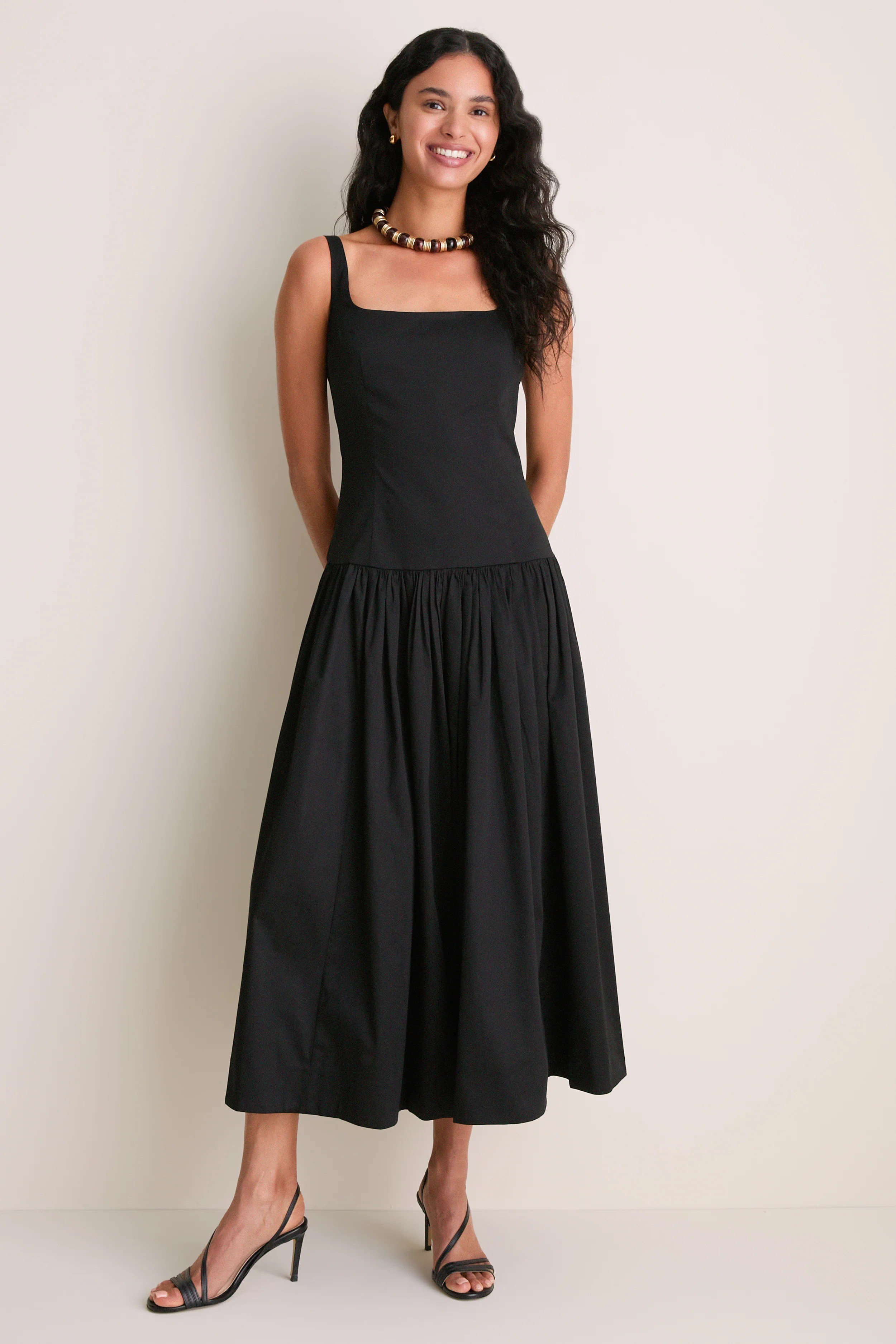 Black Cotton Sateen Dominique Maxi Dress | Tuckernuck (US)