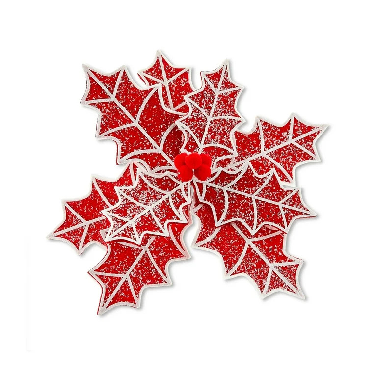 Deluxe Red &  White Poinsettia Christmas Clip Ornament, Polyester, 12 in, 1.45 oz, Holiday Time | Walmart (US)